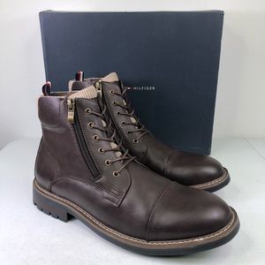 Tommy Hilfiger Hyder Brown Lace Zip Up Boots